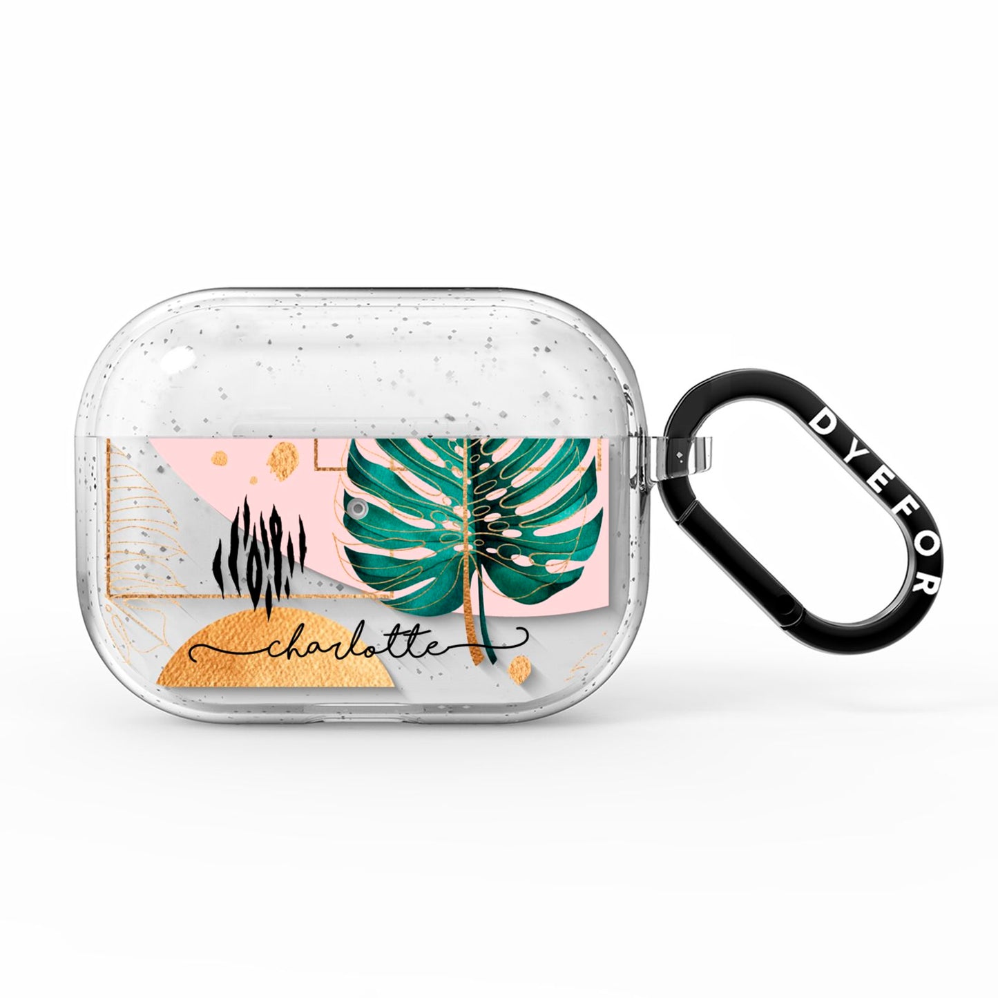 Personalised Tropical Fan Leaf AirPods Pro Glitter Case