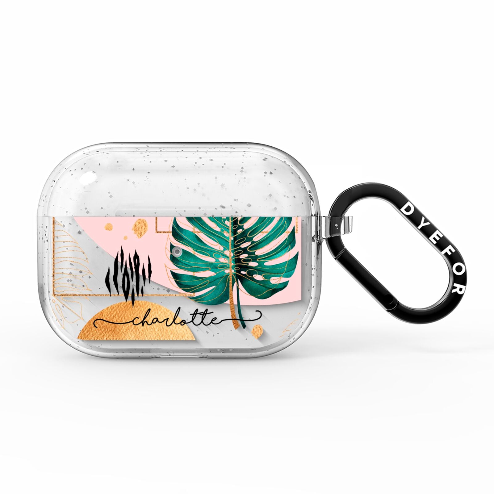Personalised Tropical Fan Leaf AirPods Pro Glitter Case