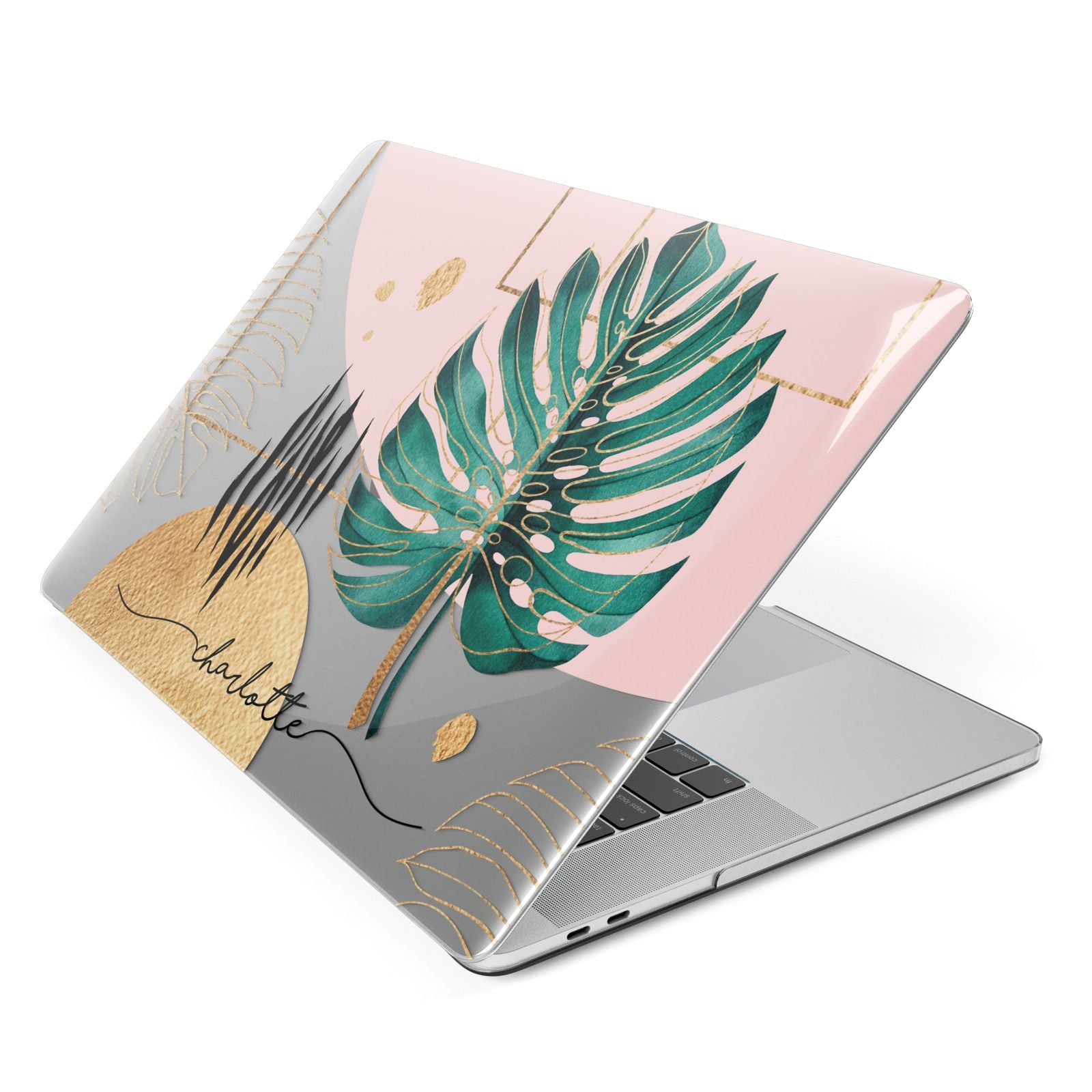 Personalised Tropical Fan Leaf Apple MacBook Case Side View