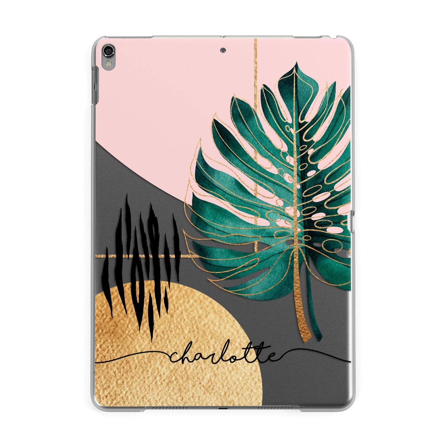 Personalised Tropical Fan Leaf Apple iPad Grey Case