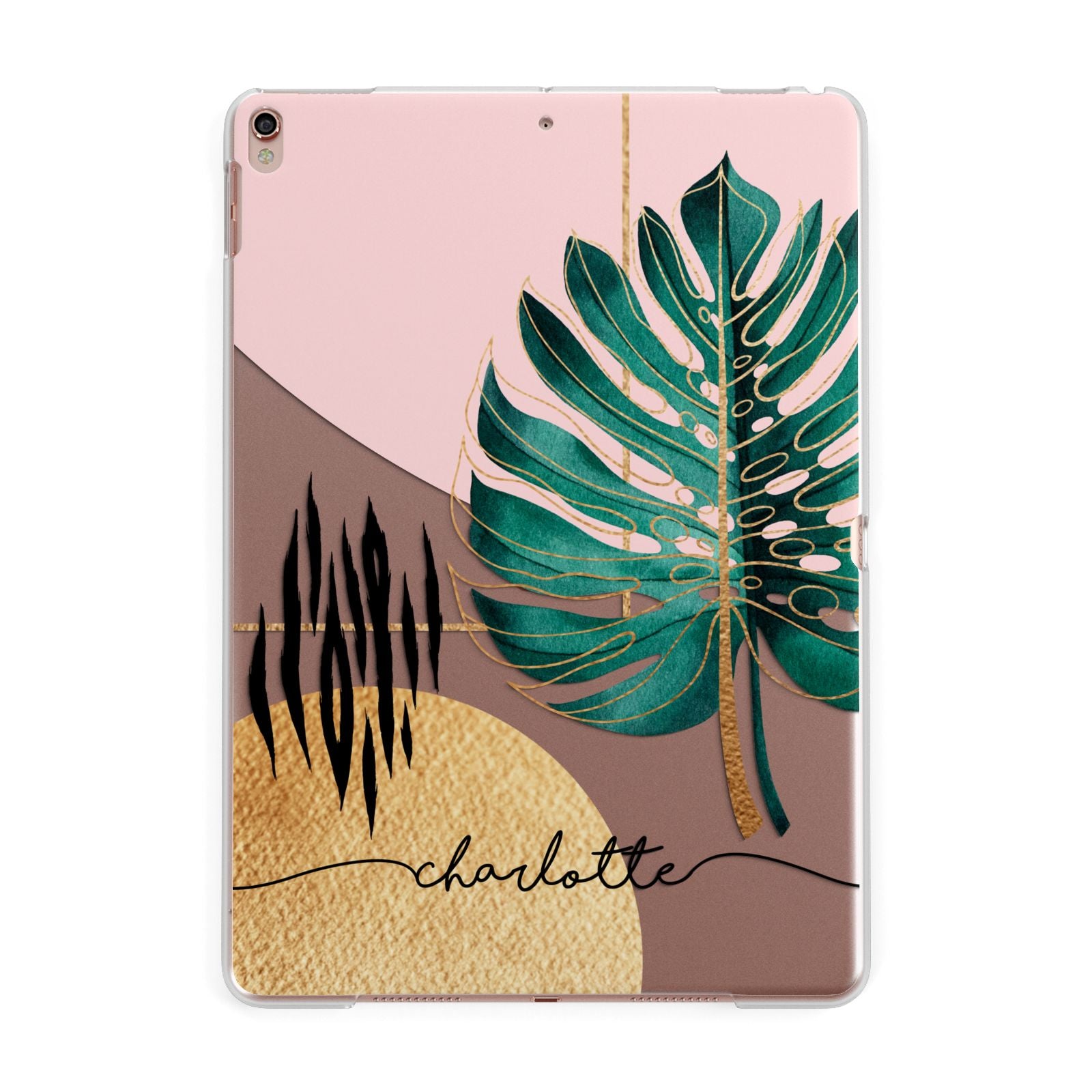 Personalised Tropical Fan Leaf Apple iPad Rose Gold Case