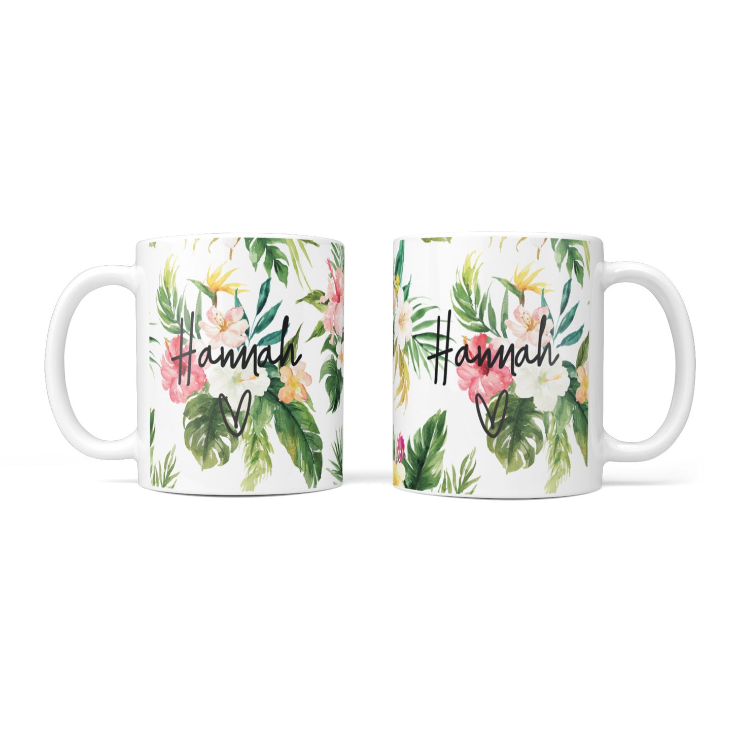 Personalised Tropical Floral Pink 10oz Mug Alternative Image 3