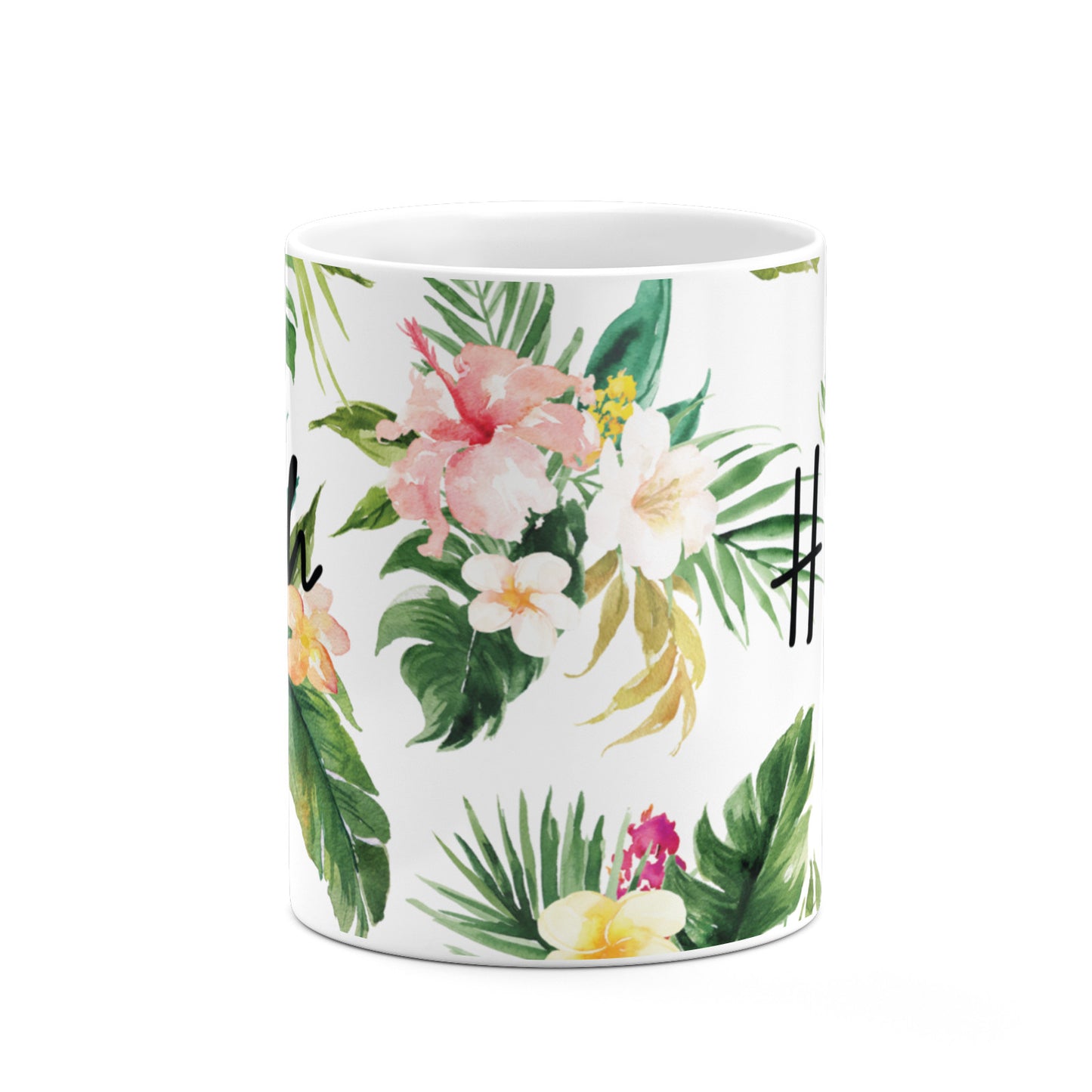 Personalised Tropical Floral Pink 10oz Mug Alternative Image 7