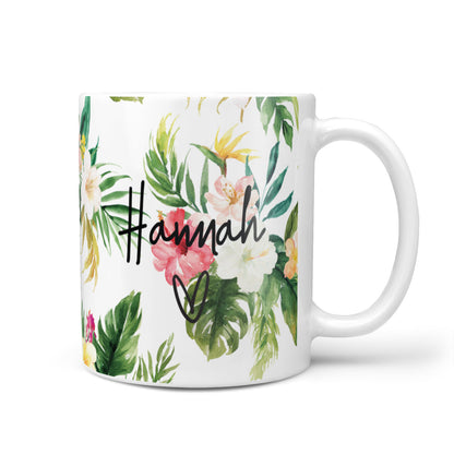Personalised Tropical Floral Pink 10oz Mug