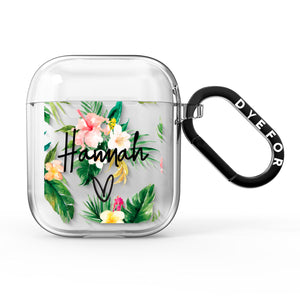 Personalised Tropical Floral Pink AirPods Case