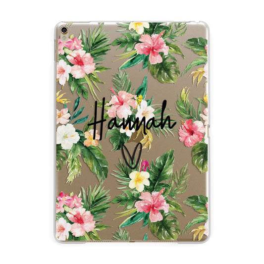Personalised Tropical Floral Pink Apple iPad Gold Case