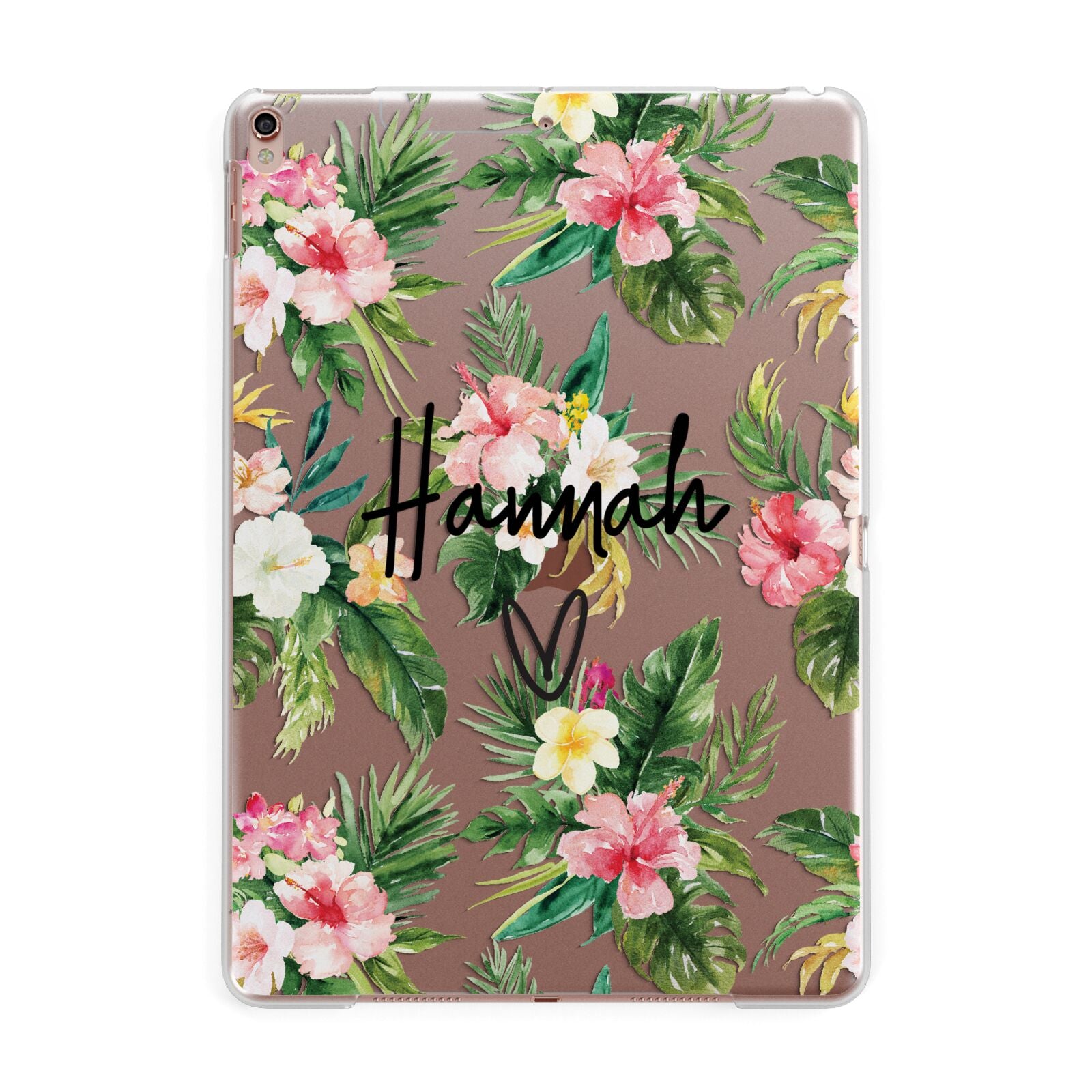 Personalised Tropical Floral Pink Apple iPad Rose Gold Case