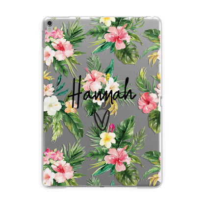 Personalised Tropical Floral Pink Apple iPad Silver Case