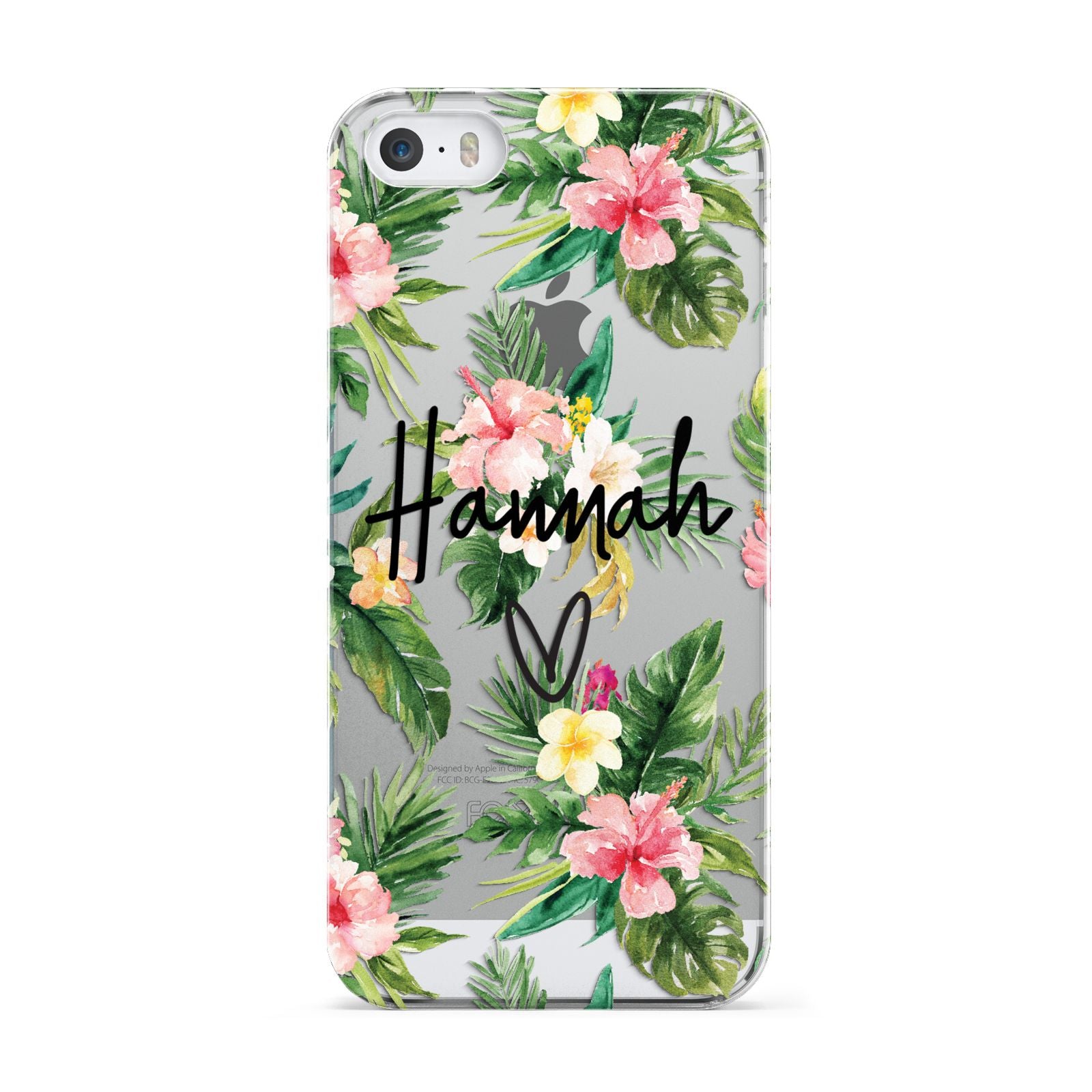 Personalised Tropical Floral Pink Apple iPhone 5 Case
