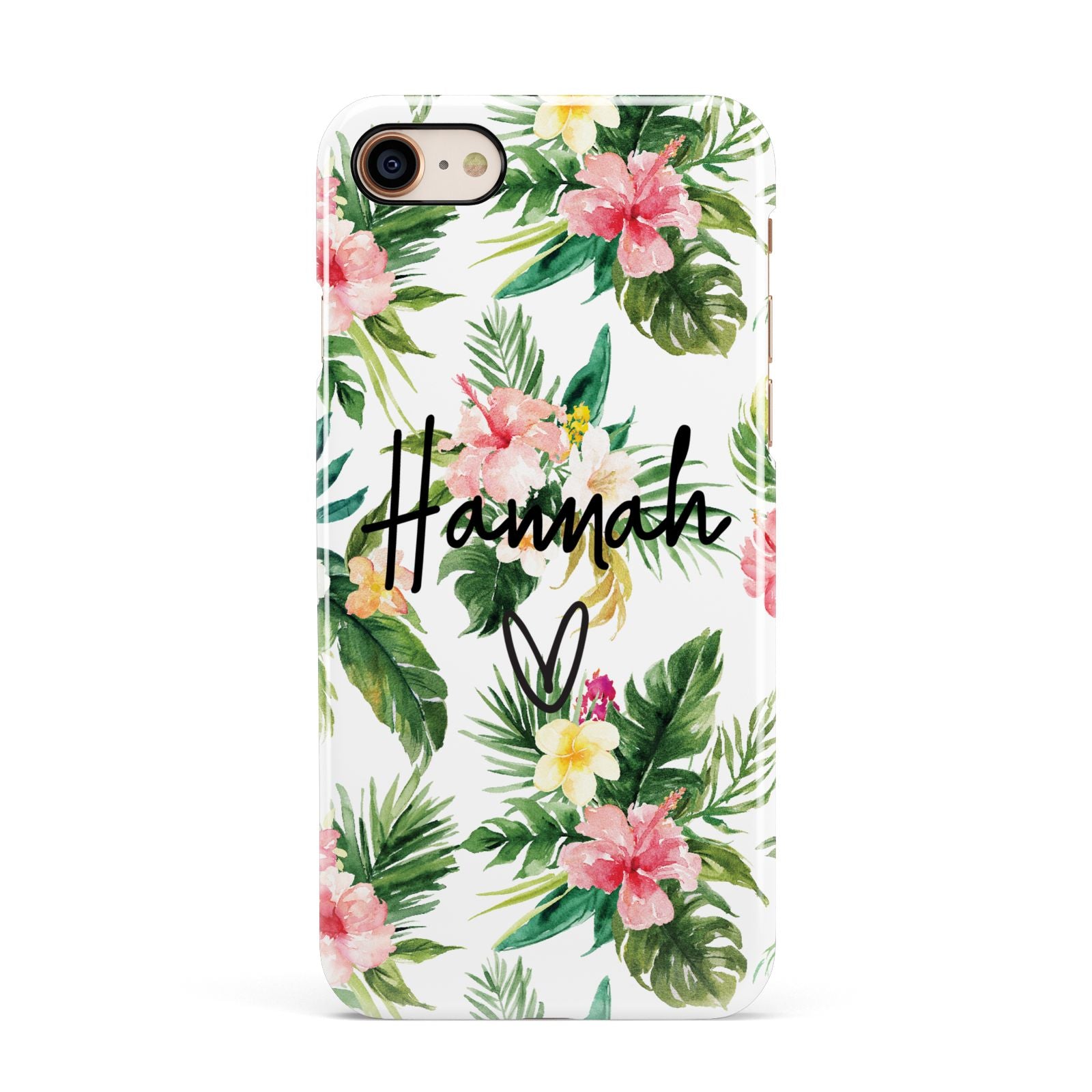 Personalised Tropical Floral Pink Apple iPhone 7 8 3D Snap Case