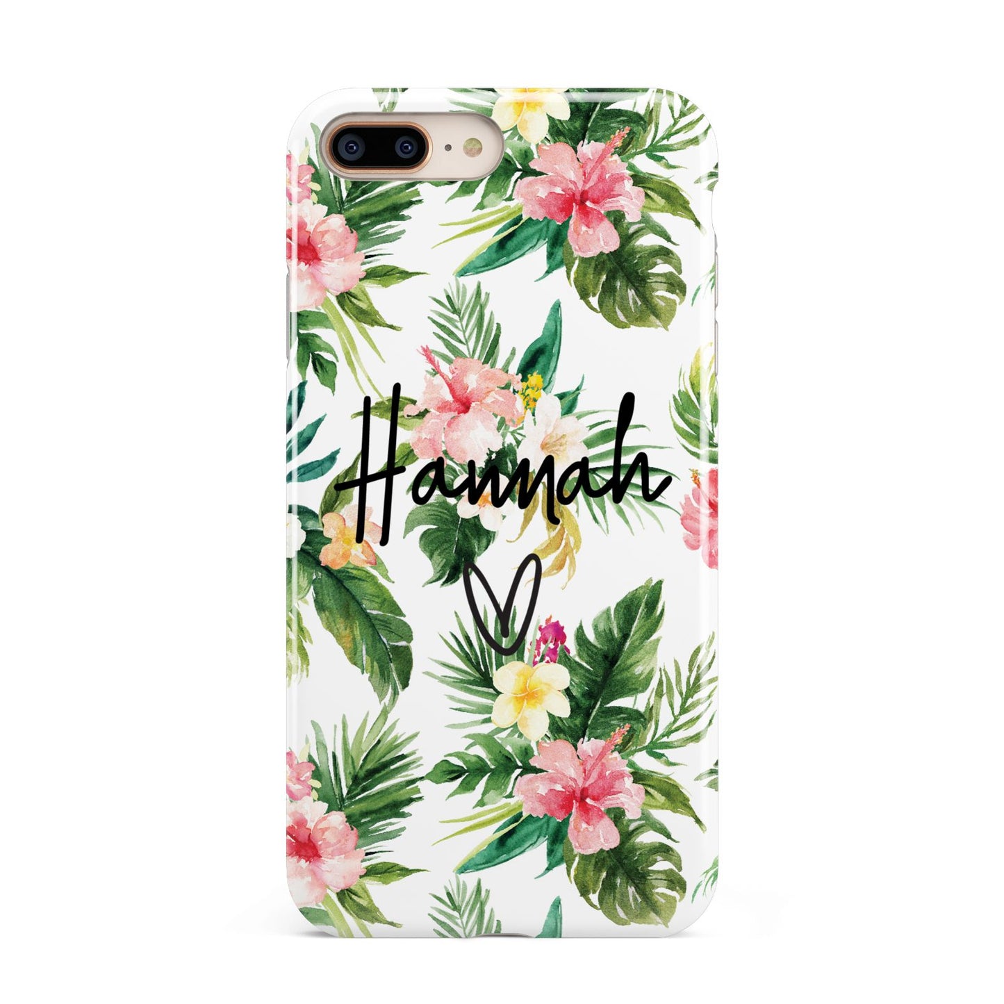 Personalised Tropical Floral Pink Apple iPhone 7 8 Plus 3D Tough Case