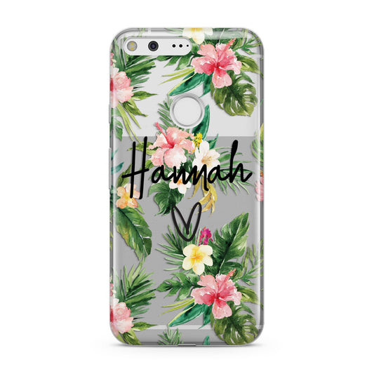Personalised Tropical Floral Pink Google Pixel Case