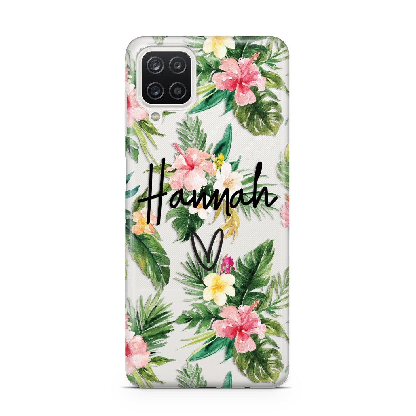 Personalised Tropical Floral Pink Samsung A12 Case
