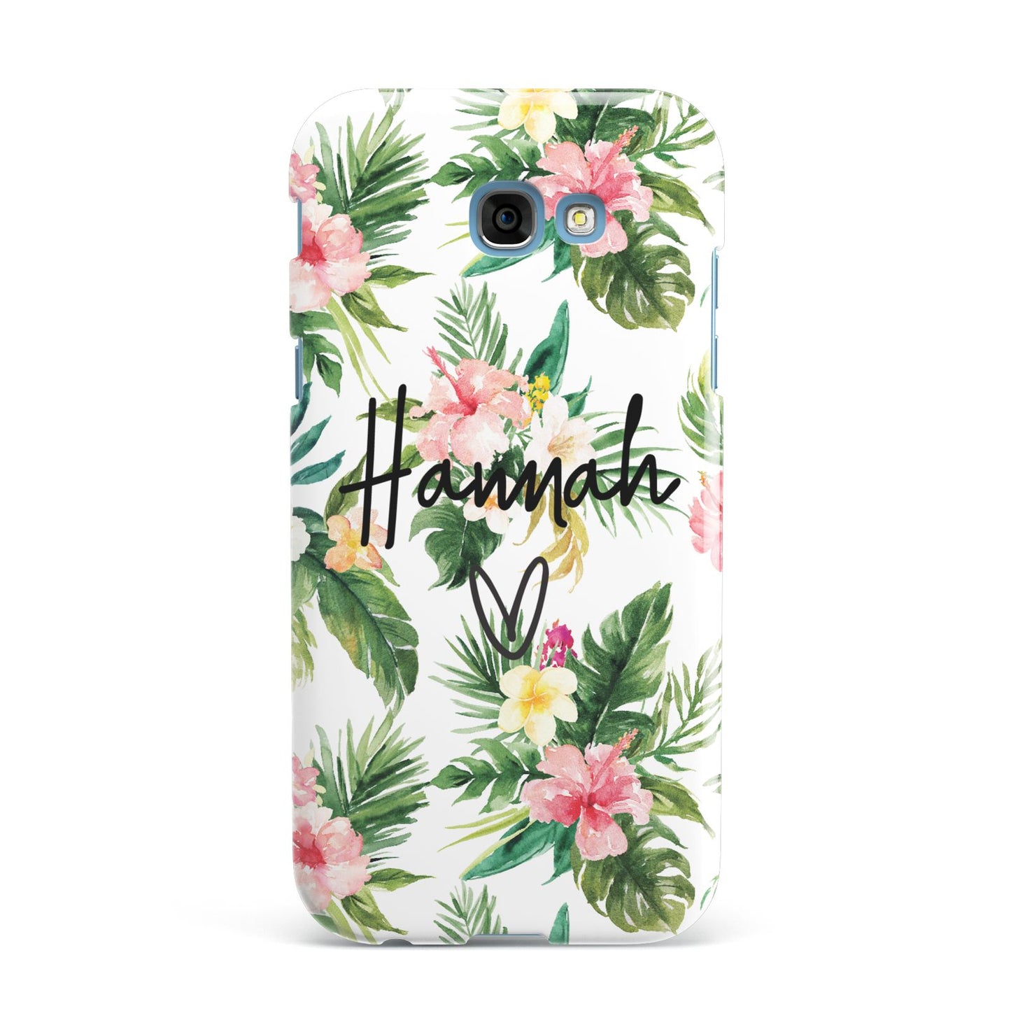 Personalised Tropical Floral Pink Samsung Galaxy A7 2017 Case