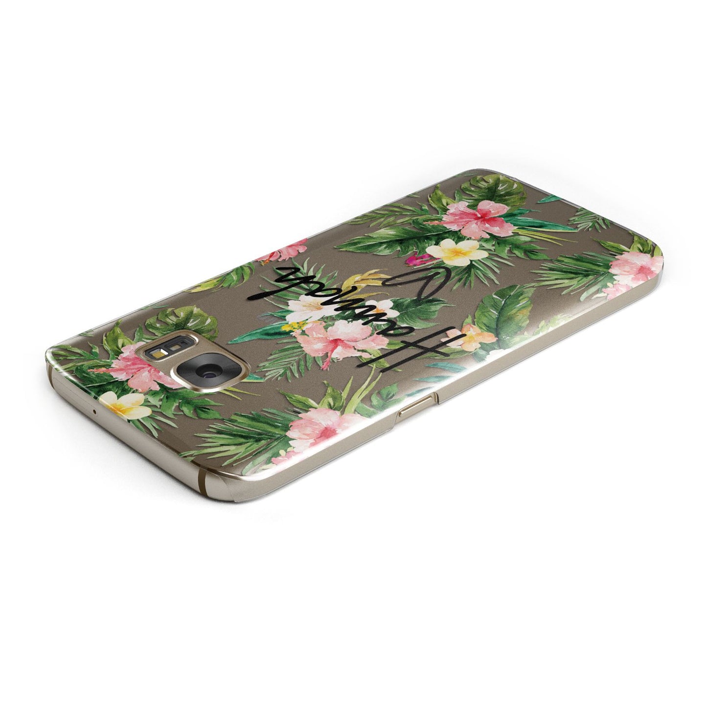 Personalised Tropical Floral Pink Samsung Galaxy Case Top Cutout