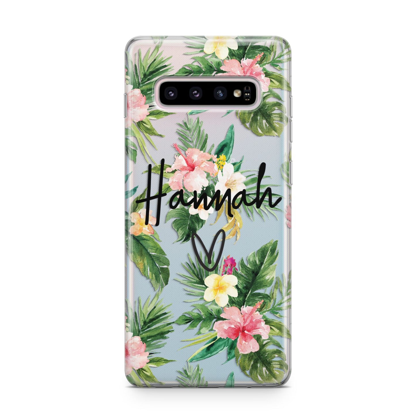 Personalised Tropical Floral Pink Samsung Galaxy S10 Plus Case