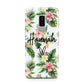 Personalised Tropical Floral Pink Samsung Galaxy S9 Plus Case on Silver phone