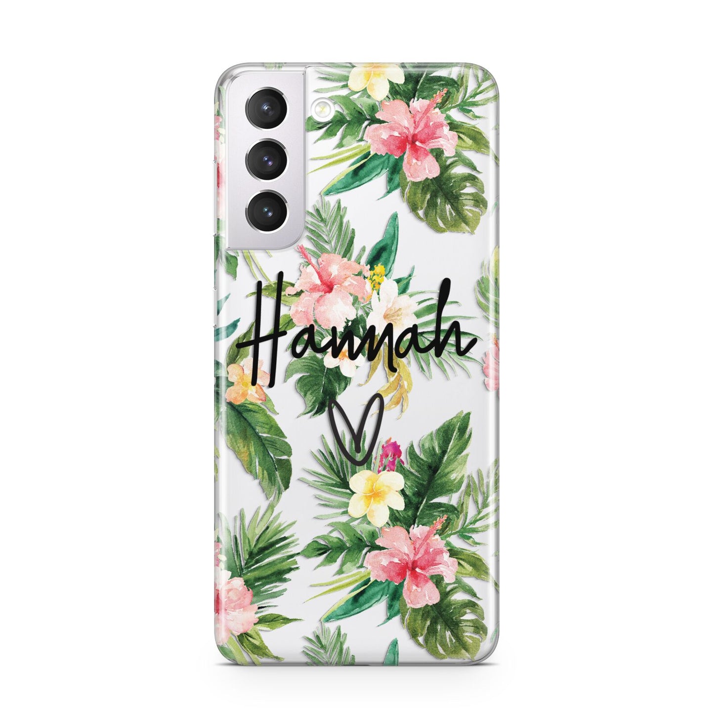 Personalised Tropical Floral Pink Samsung S21 Case