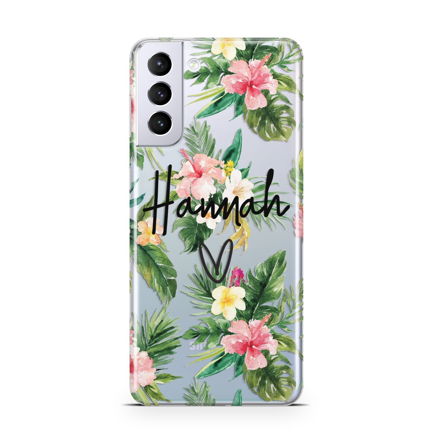 Personalised Tropical Floral Pink Samsung S21 Plus Case