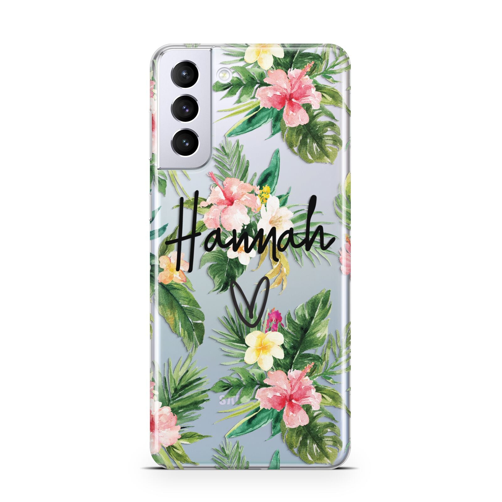 Personalised Tropical Floral Pink Samsung S21 Plus Case