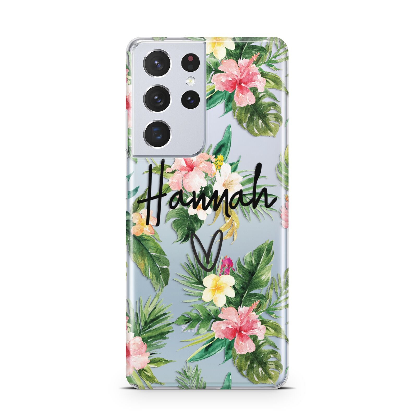 Personalised Tropical Floral Pink Samsung S21 Ultra Case