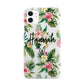 Personalised Tropical Floral Pink iPhone 11 3D Snap Case