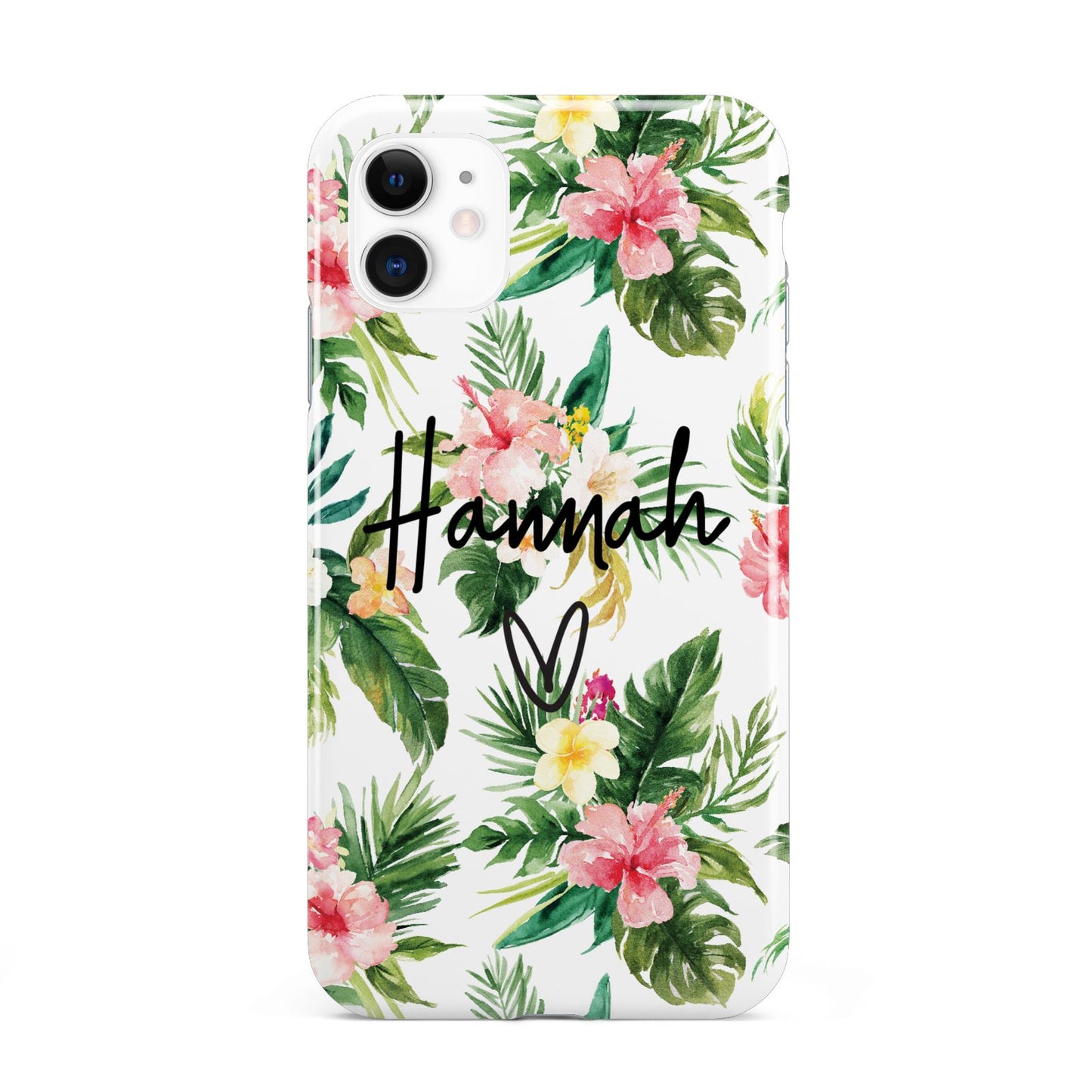 Personalised Tropical Floral Pink iPhone 11 3D Tough Case