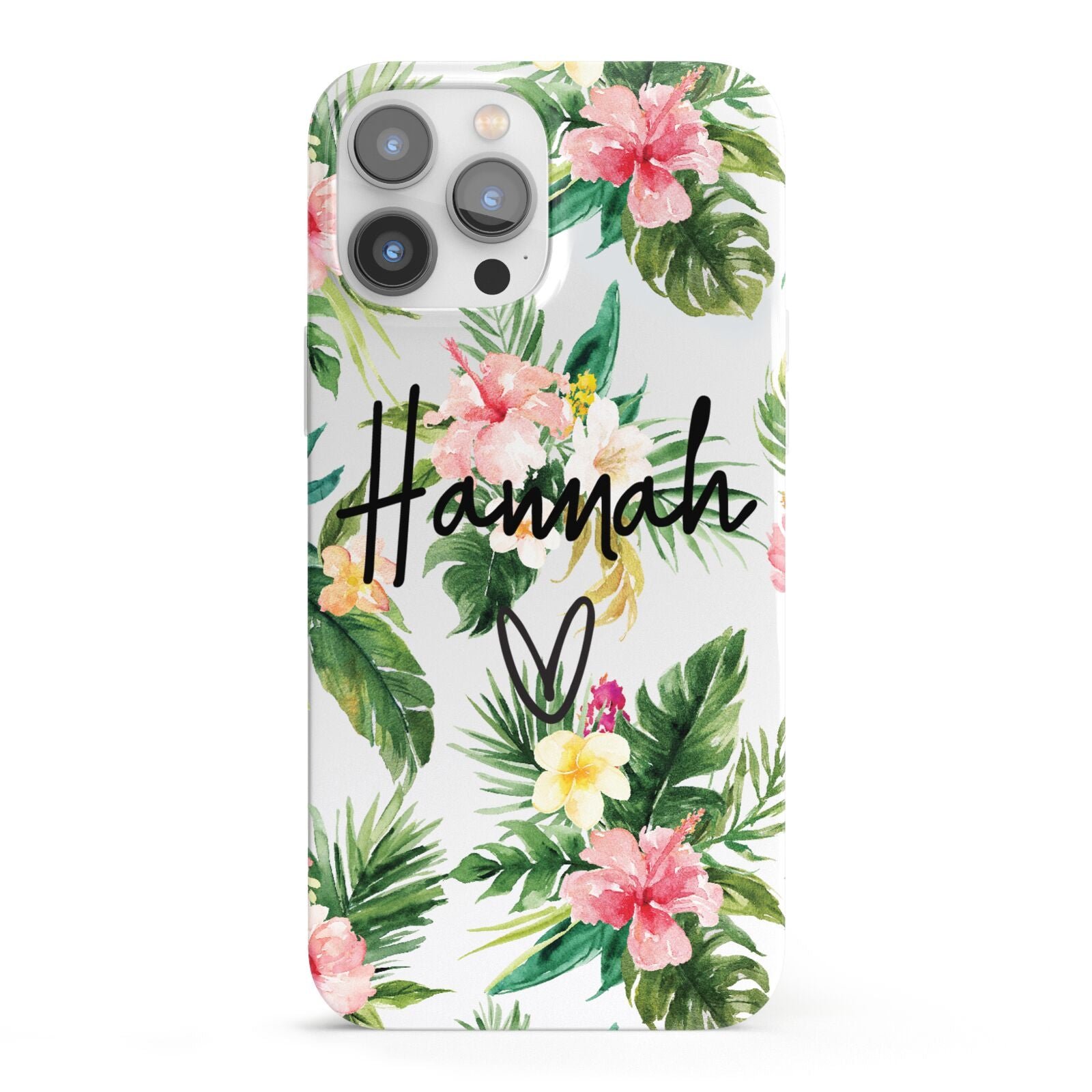 Personalised Tropical Floral Pink iPhone 13 Pro Max Full Wrap 3D Snap Case