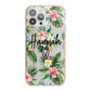 Personalised Tropical Floral Pink iPhone 13 Pro Max TPU Impact Case with Pink Edges
