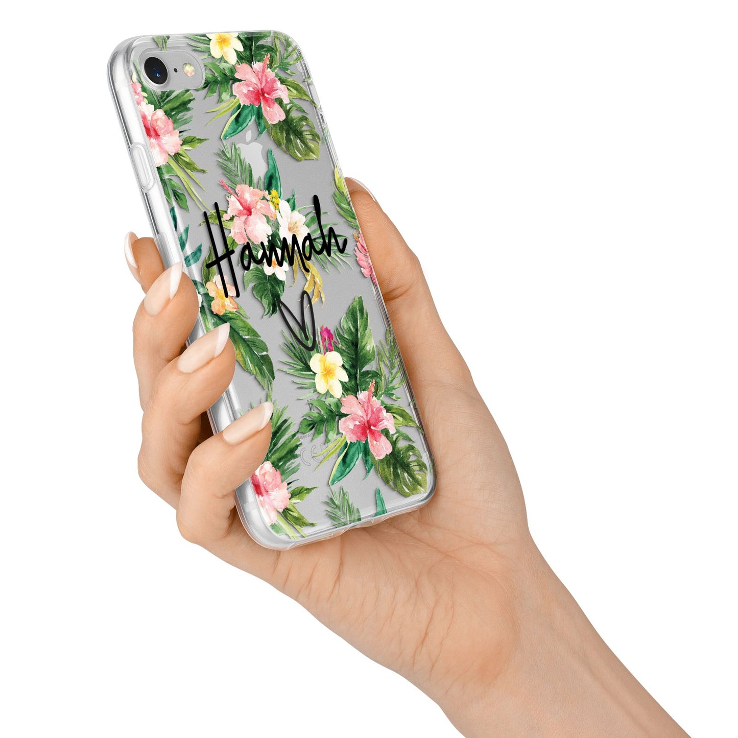 Personalised Tropical Floral Pink iPhone 7 Bumper Case on Silver iPhone Alternative Image
