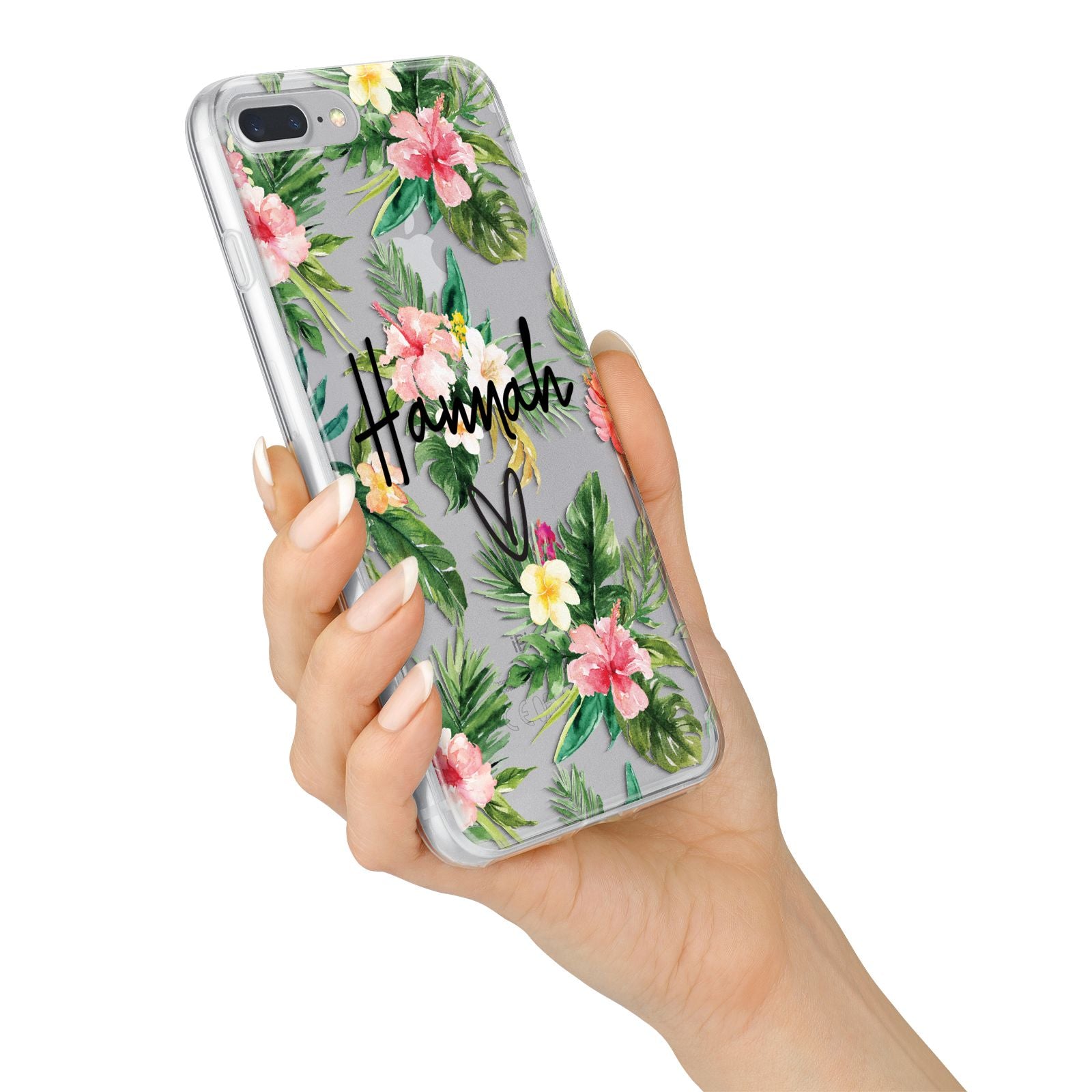 Personalised Tropical Floral Pink iPhone 7 Plus Bumper Case on Silver iPhone Alternative Image