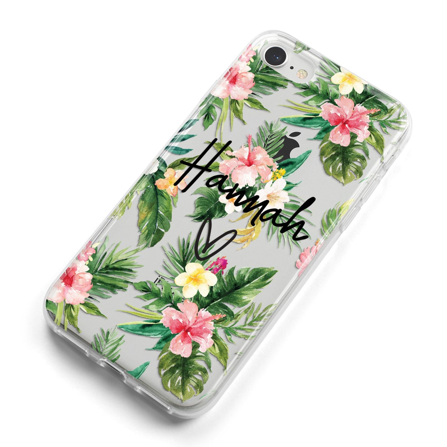 Personalised Tropical Floral Pink iPhone 8 Bumper Case on Silver iPhone Alternative Image