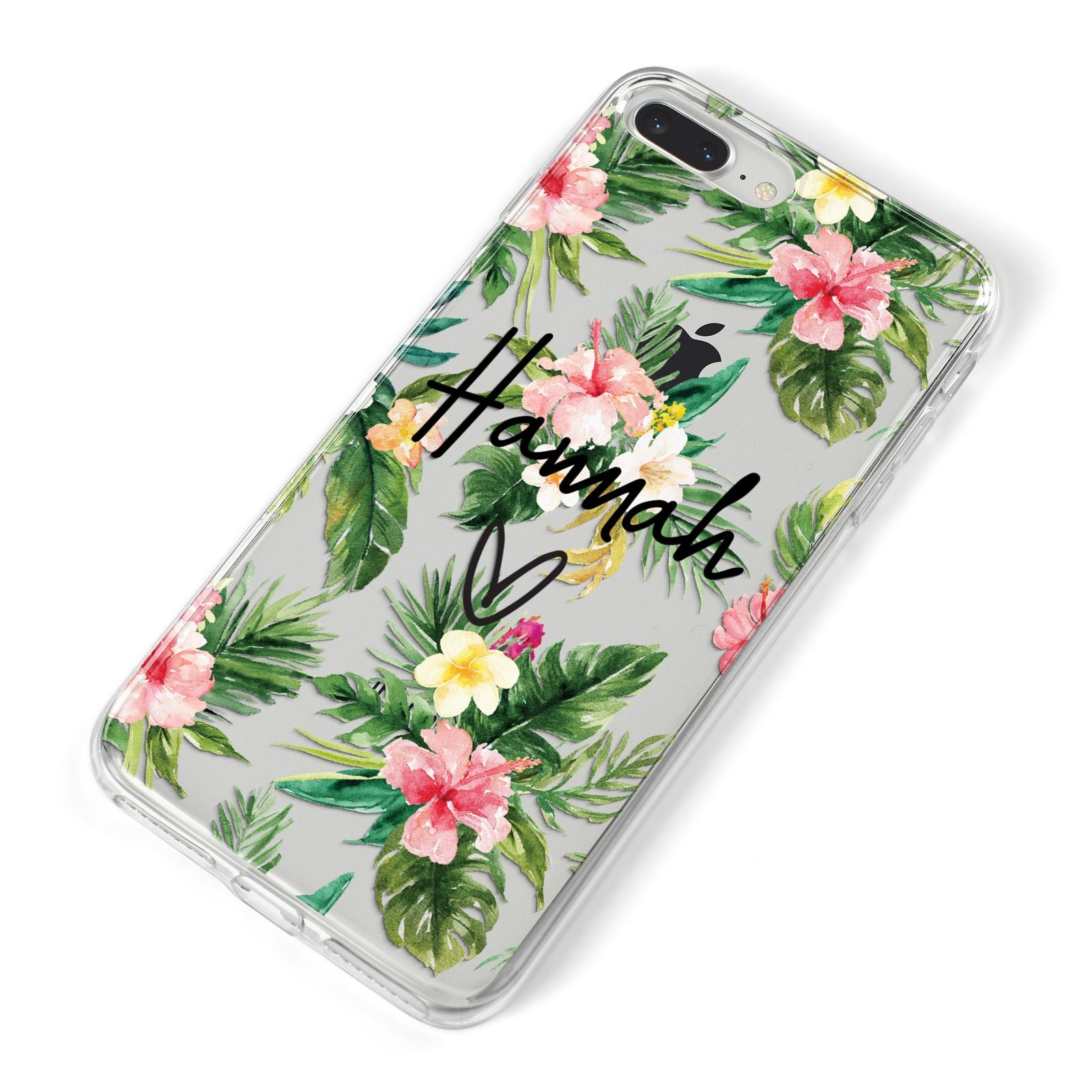 Personalised Tropical Floral Pink iPhone 8 Plus Bumper Case on Silver iPhone Alternative Image