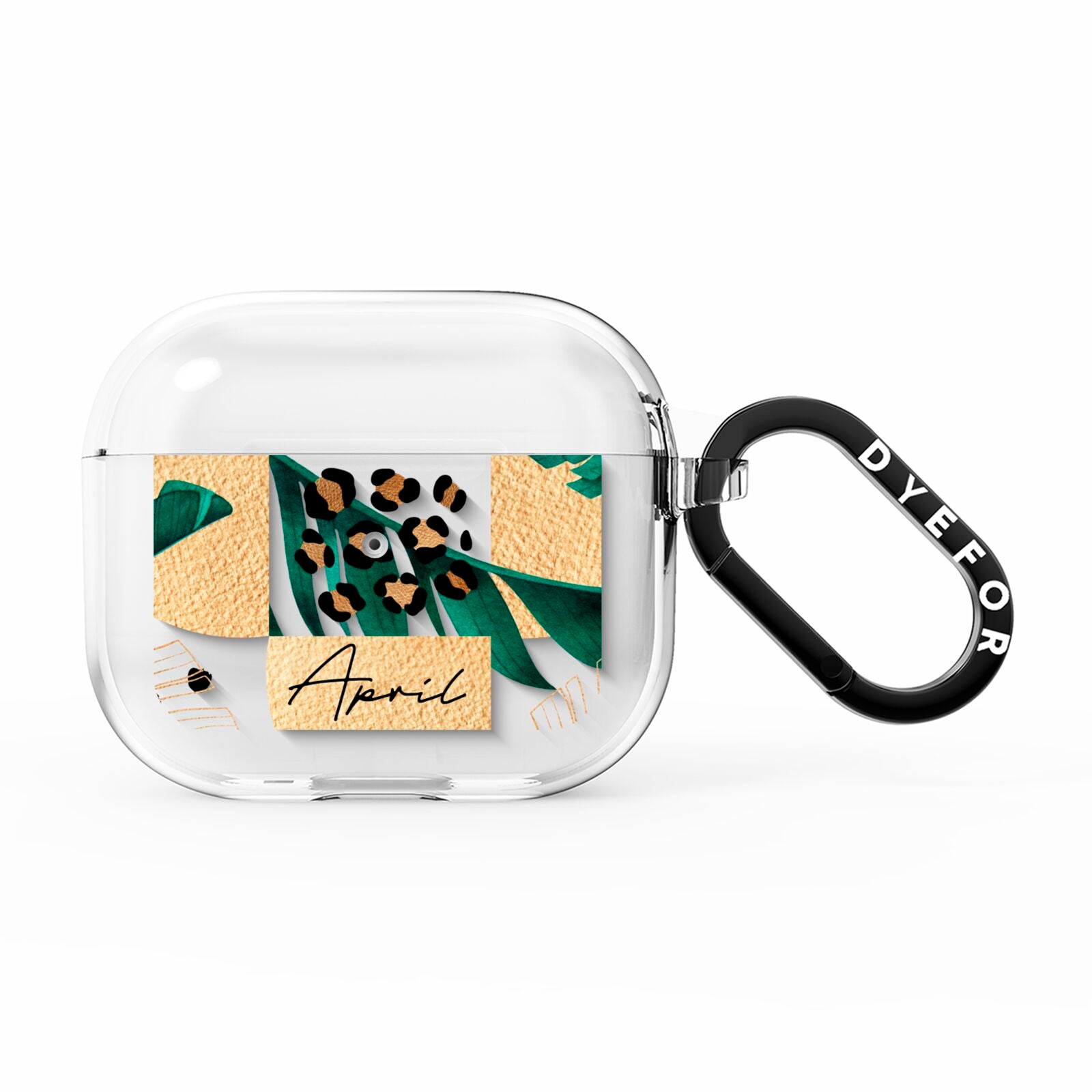 Personalised Tropical Gold AirPods Clear Case 3rd Gen