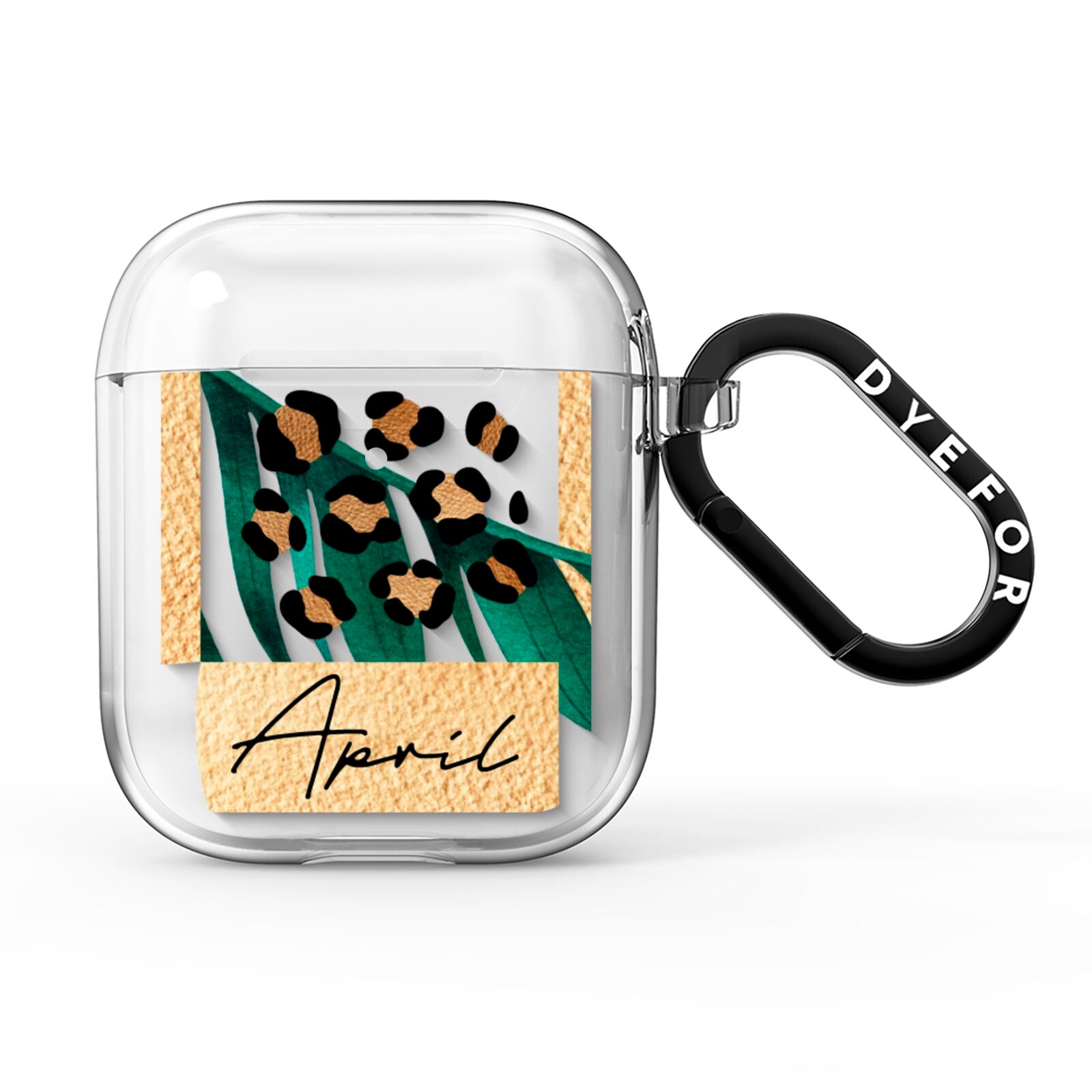 Personalised Tropical Gold AirPods Clear Case