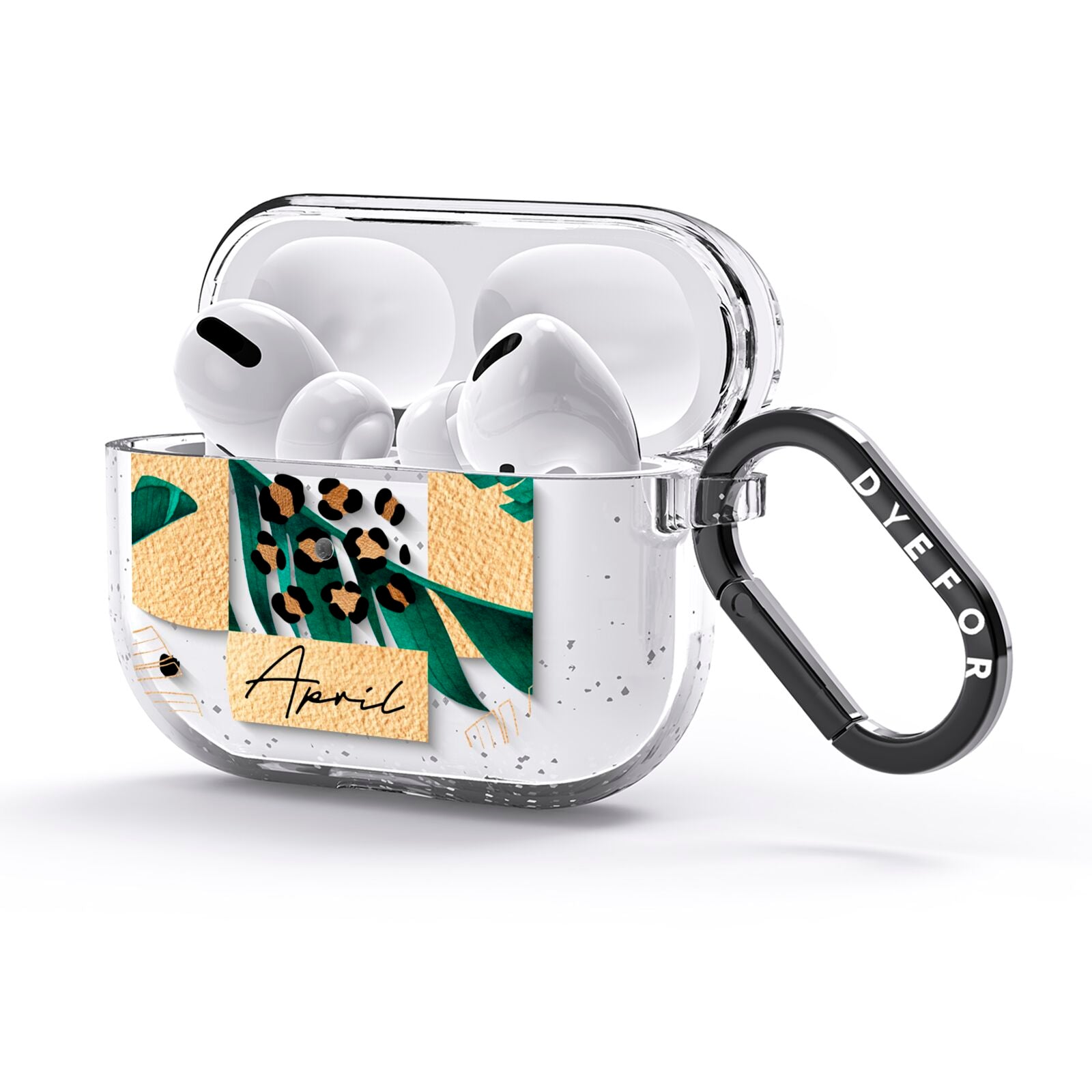 Personalised Tropical Gold AirPods Glitter Case 3rd Gen Side Image