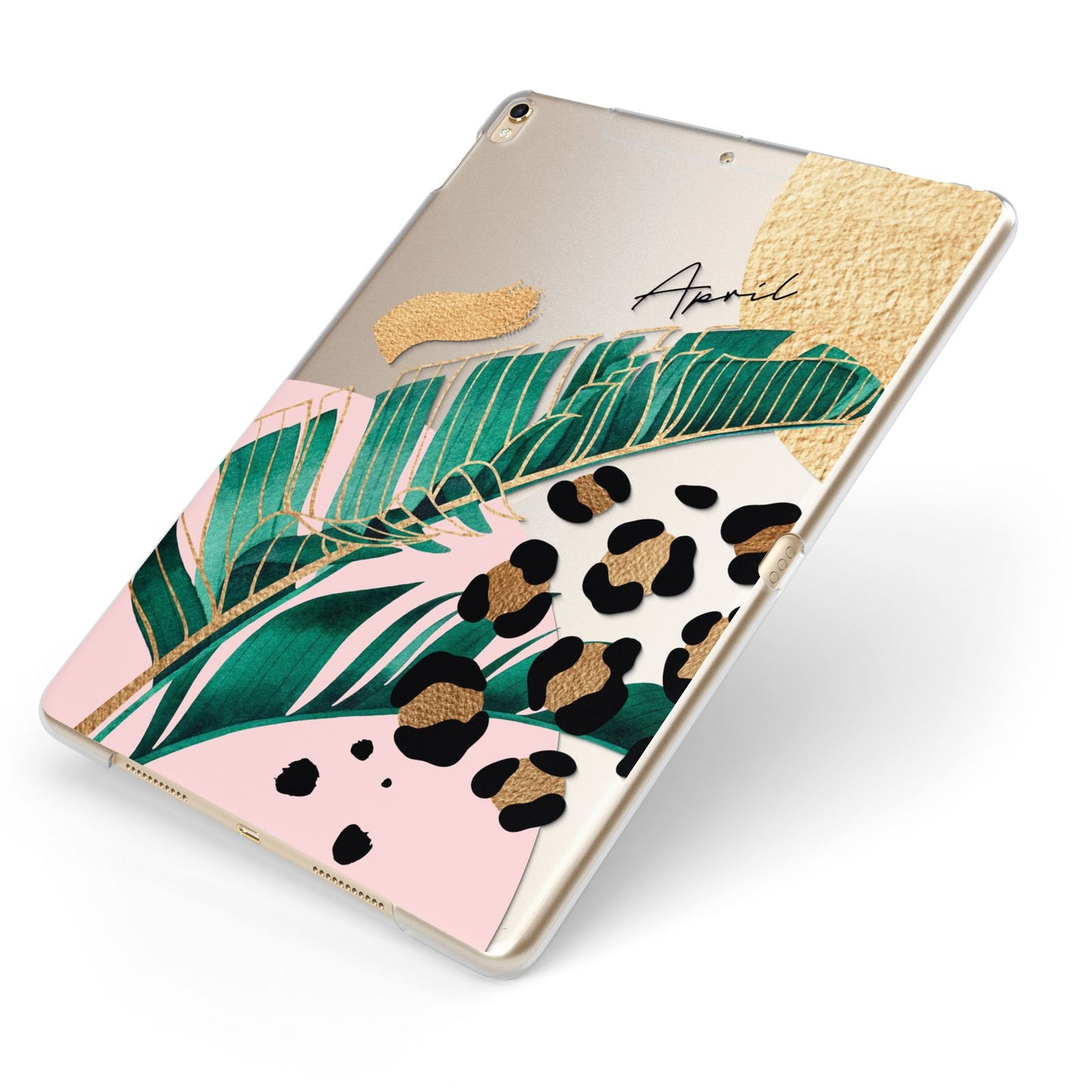 Personalised Tropical Gold Apple iPad Case on Gold iPad Side View