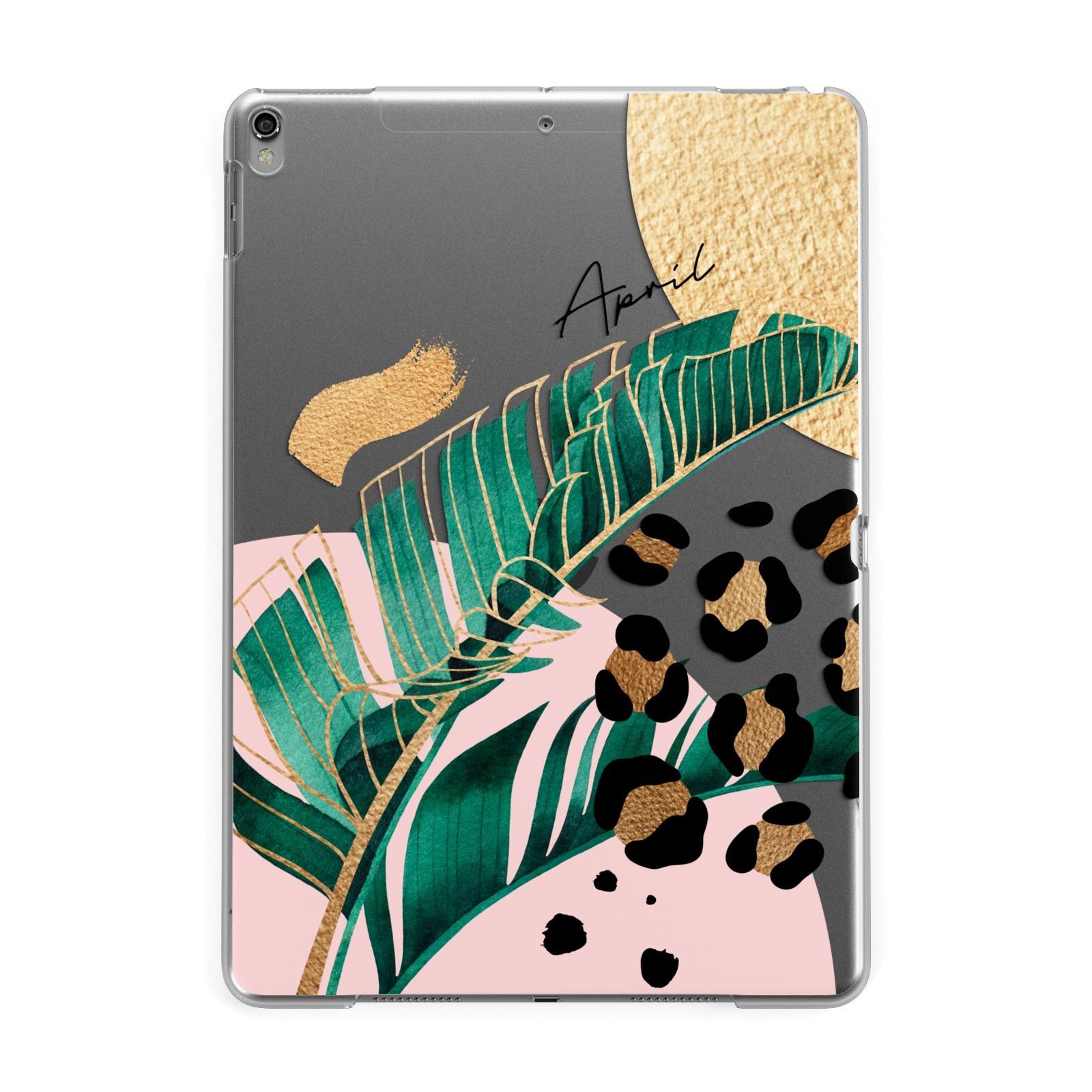 Personalised Tropical Gold Apple iPad Grey Case