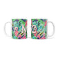 Personalised Tropical Green Leaves Flamingo 10oz Mug Alternative Image 3