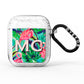 Personalised Tropical Green Leaves Flamingo AirPods Glitter Case