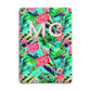 Personalised Tropical Green Leaves Flamingo Apple iPad Gold Case
