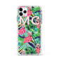 Personalised Tropical Green Leaves Flamingo Apple iPhone 11 Pro Max in Silver with White Impact Case