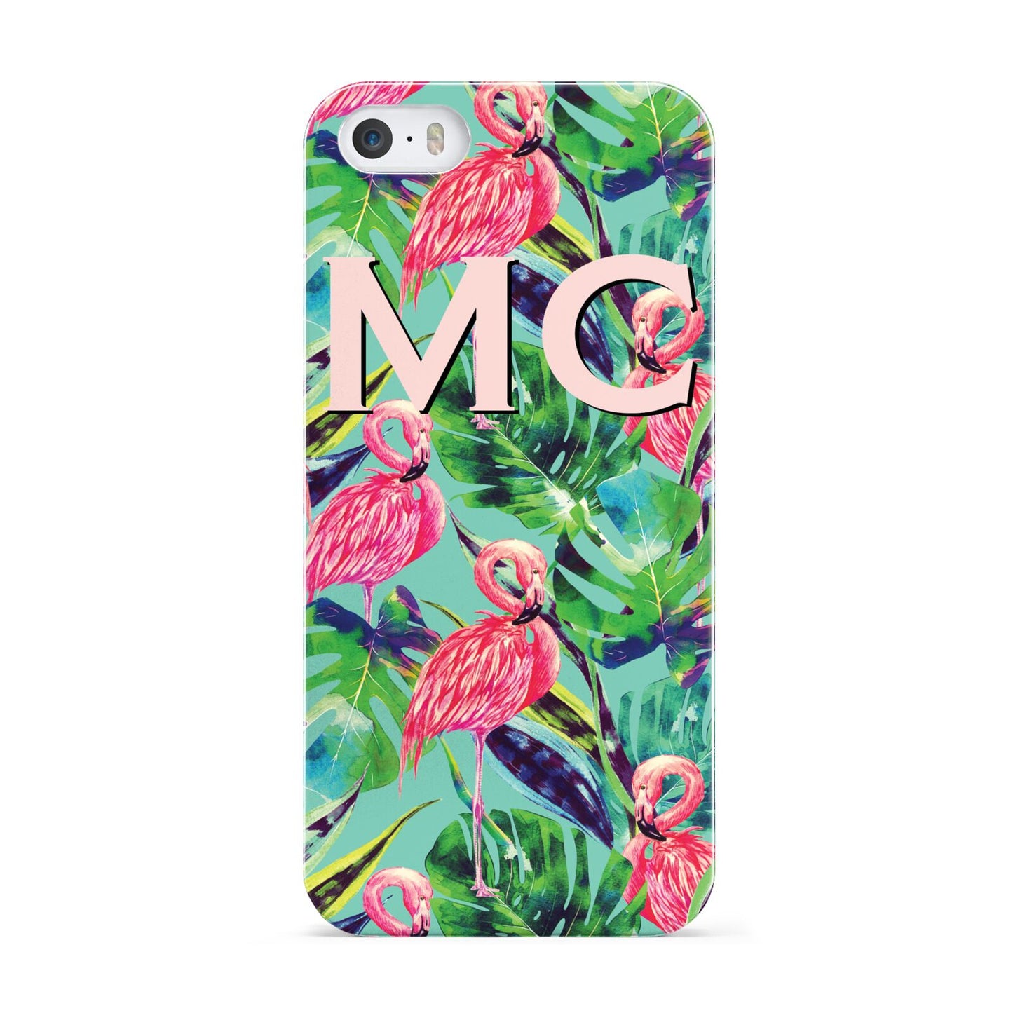 Personalised Tropical Green Leaves Flamingo Apple iPhone 5 Case