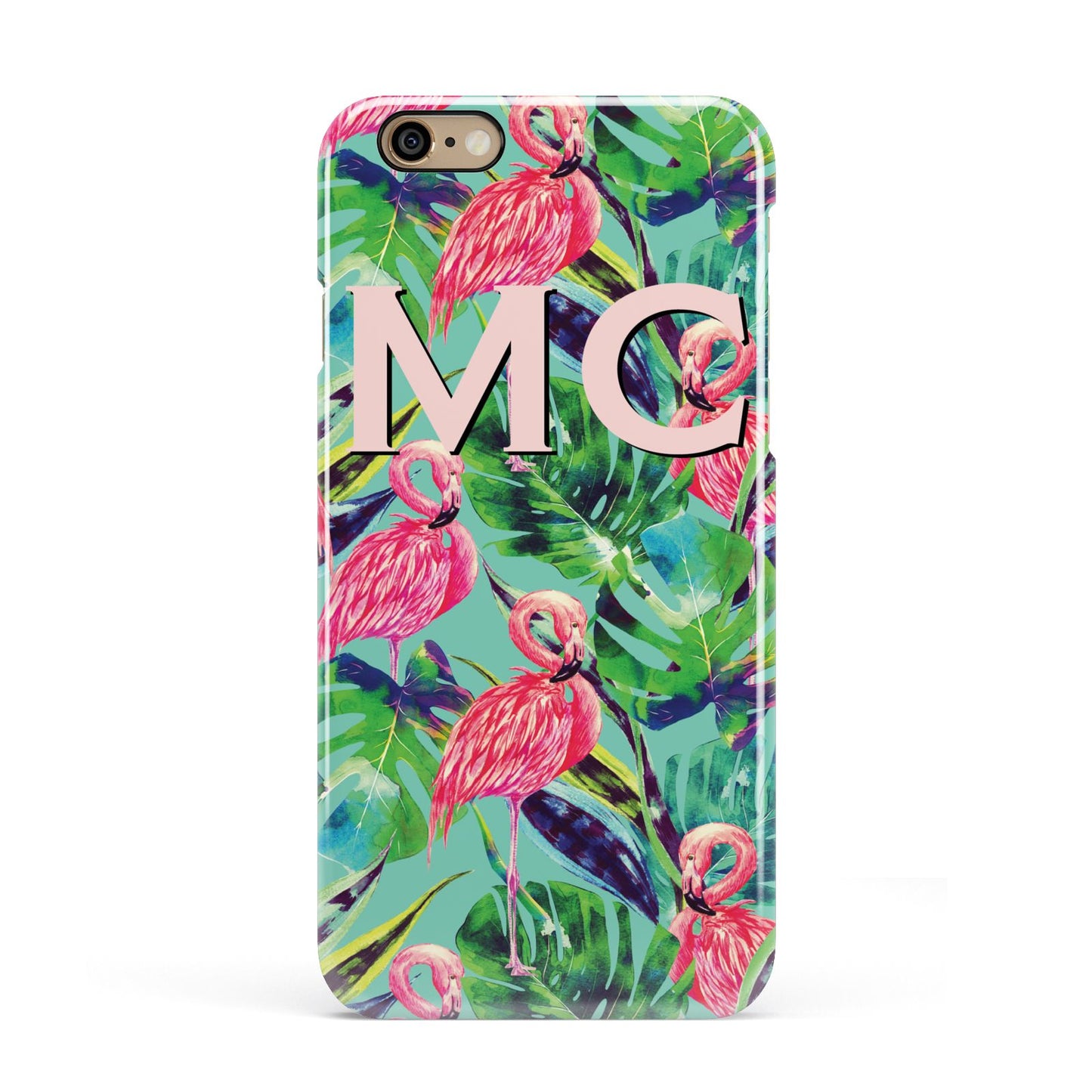 Personalised Tropical Green Leaves Flamingo Apple iPhone 6 3D Snap Case