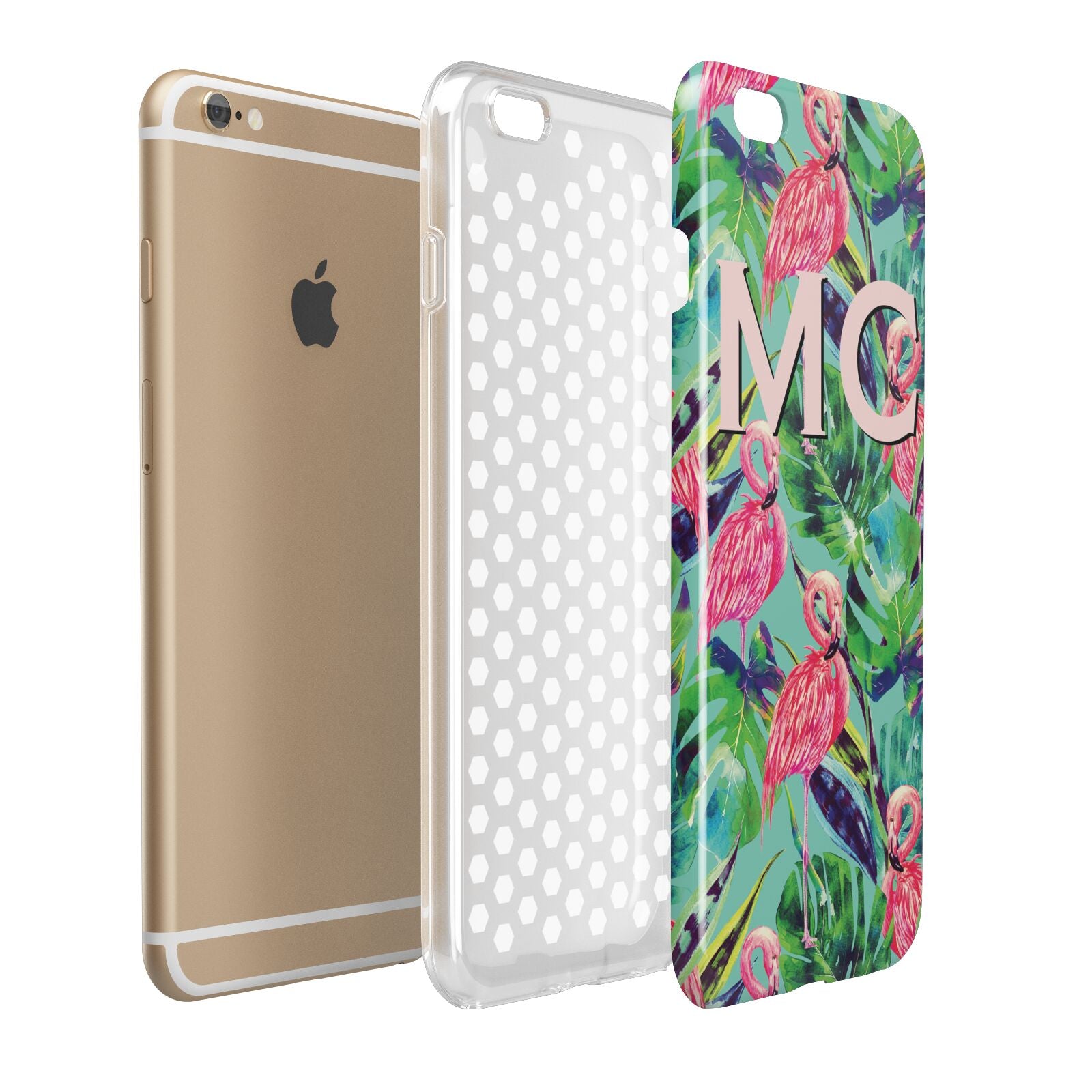 Personalised Tropical Green Leaves Flamingo Apple iPhone 6 Plus 3D Tough Case Expand Detail Image