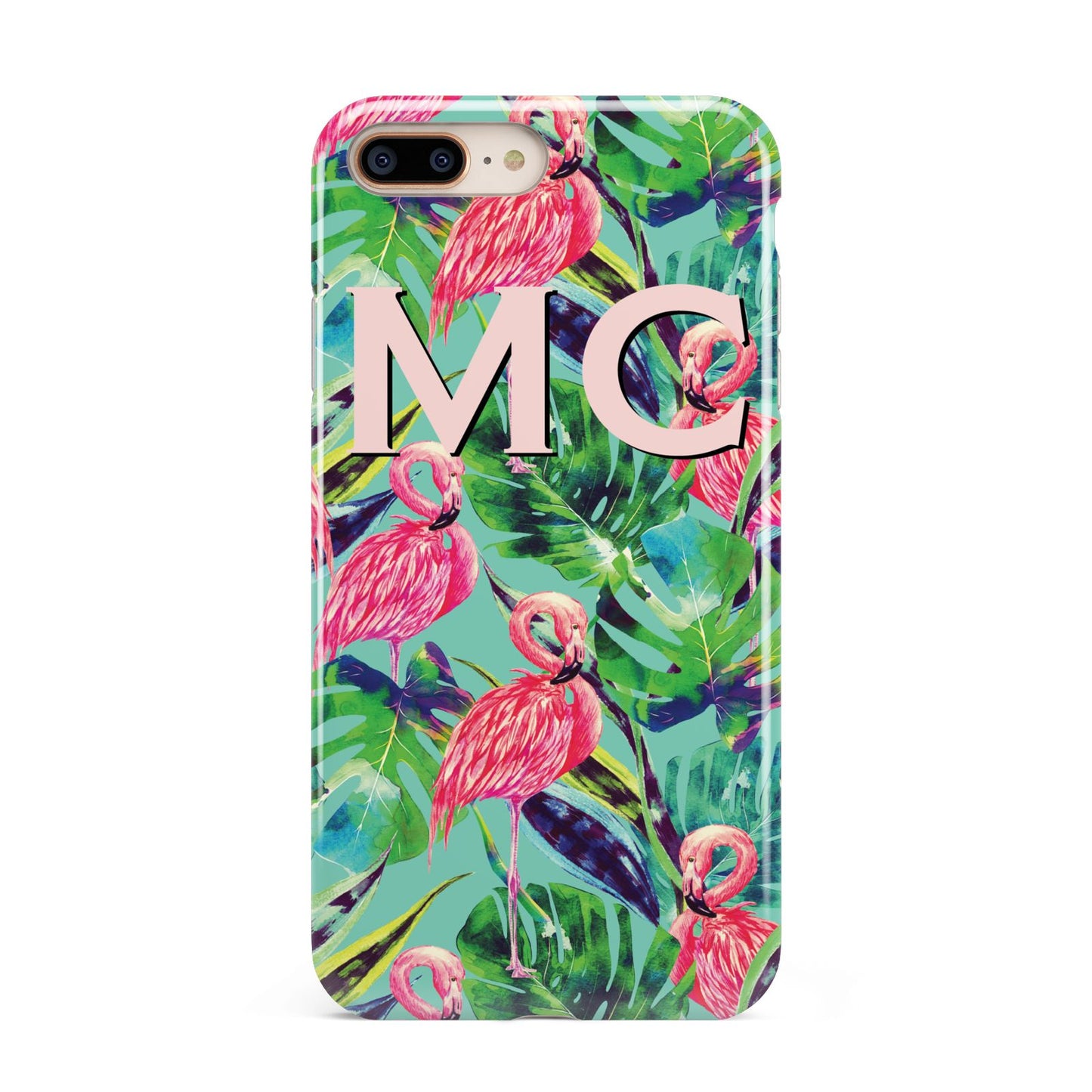 Personalised Tropical Green Leaves Flamingo Apple iPhone 7 8 Plus 3D Tough Case