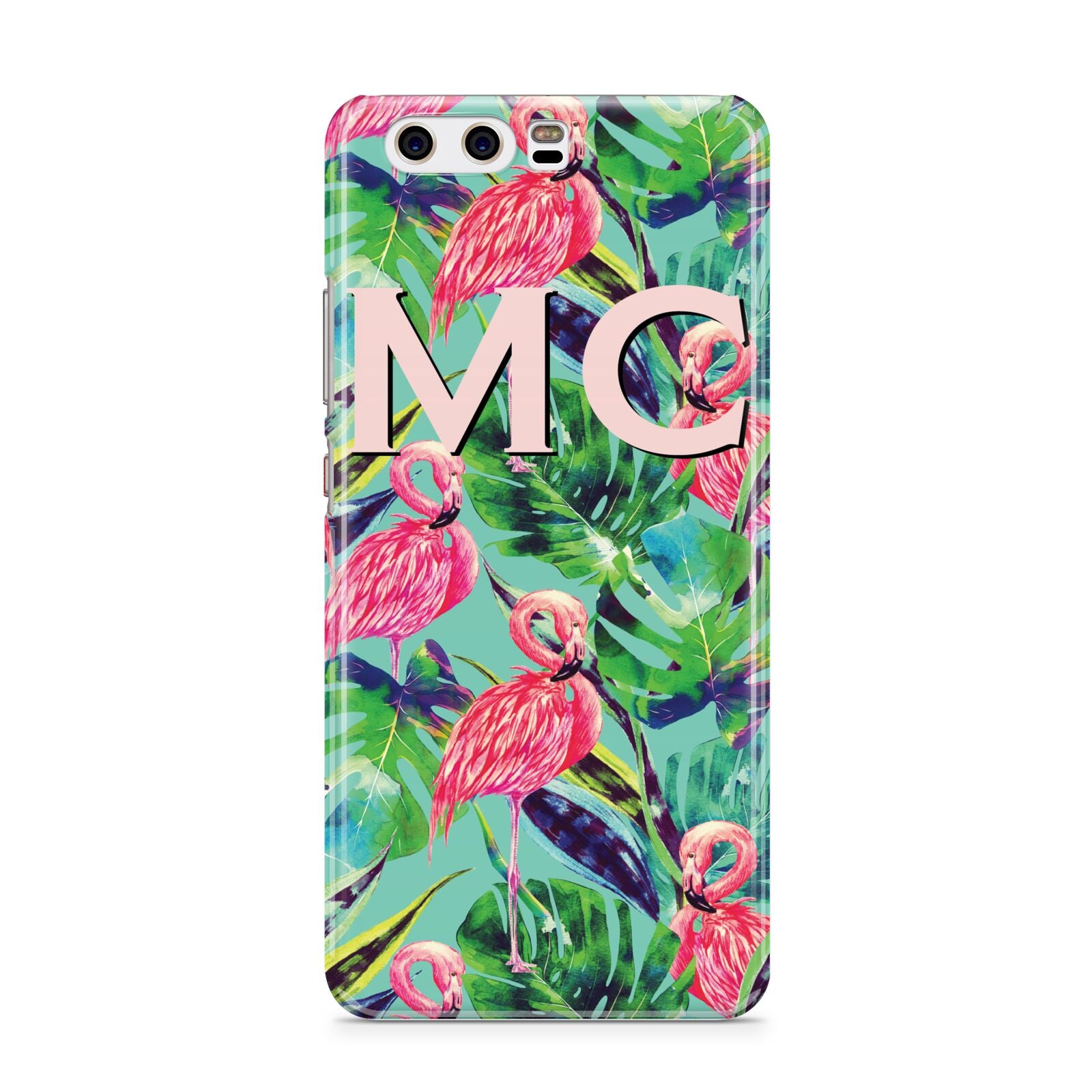 Personalised Tropical Green Leaves Flamingo Huawei P10 Phone Case