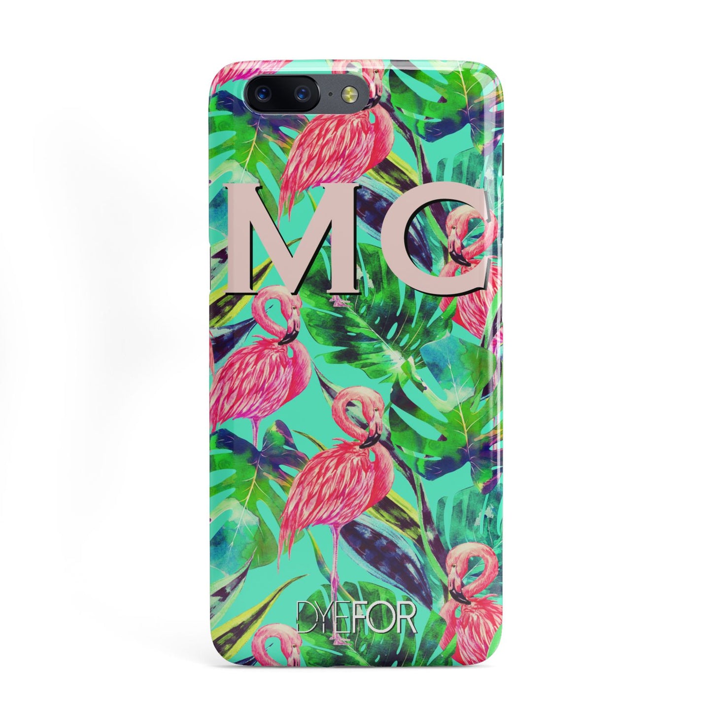 Personalised Tropical Green Leaves Flamingo OnePlus Case