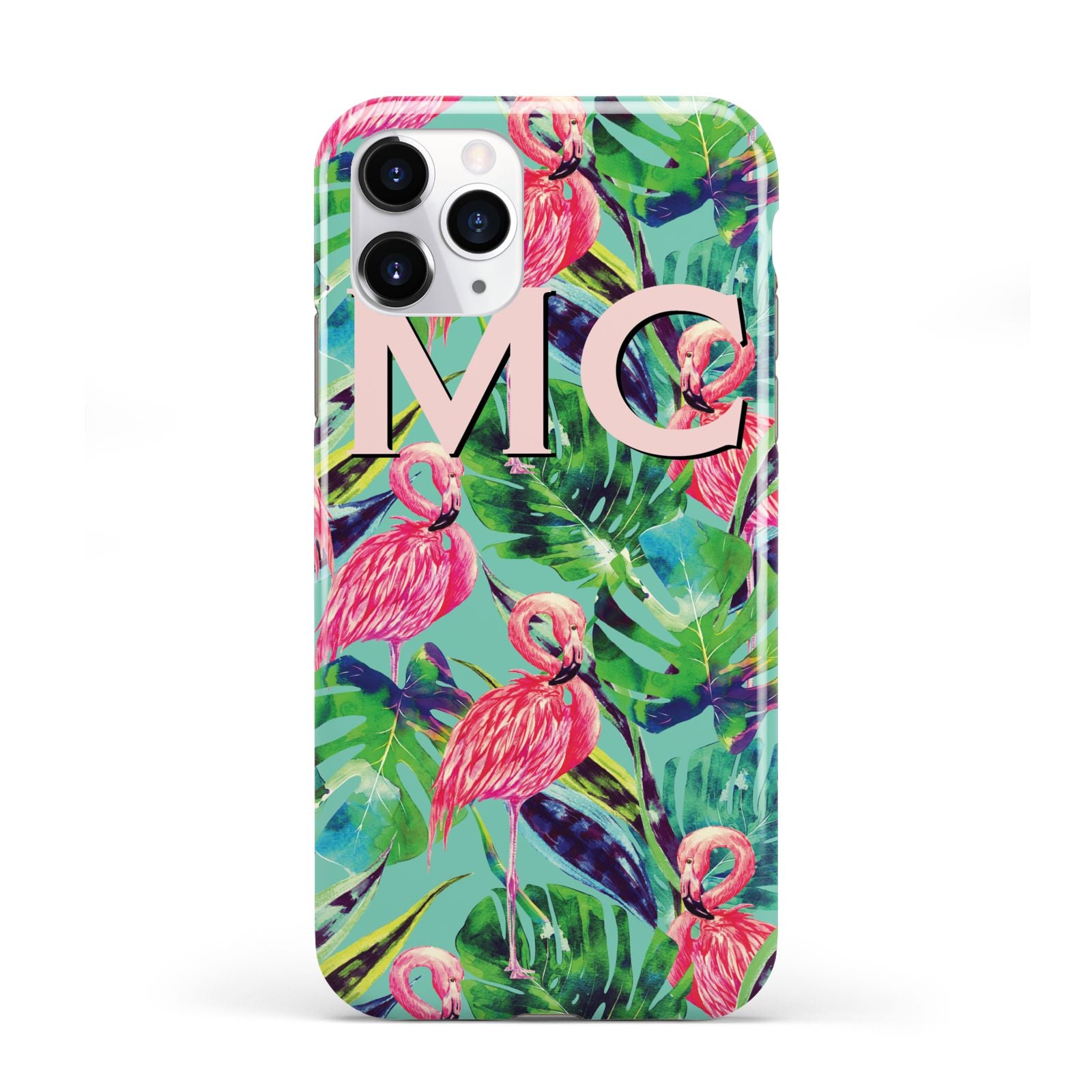 Personalised Tropical Green Leaves Flamingo iPhone 11 Pro 3D Tough Case