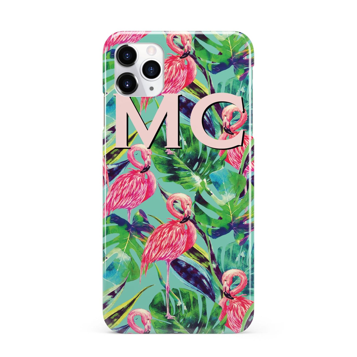 Personalised Tropical Green Leaves Flamingo iPhone 11 Pro Max 3D Snap Case